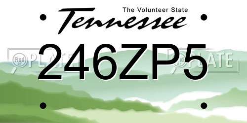 246ZP5 Tennessee License Plate