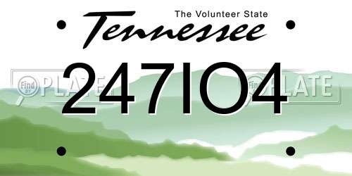 247IO4 Tennessee License Plate
