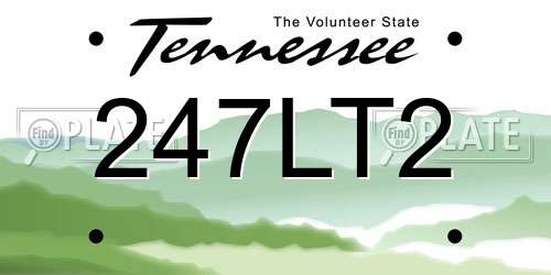 247LT2 Tennessee License Plate