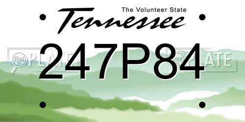 247P84 Tennessee License Plate