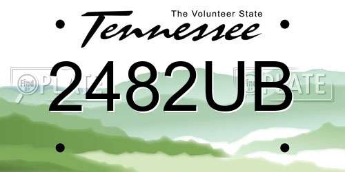2482UB Tennessee License Plate