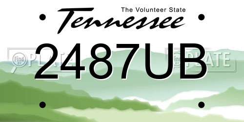 2487UB Tennessee License Plate