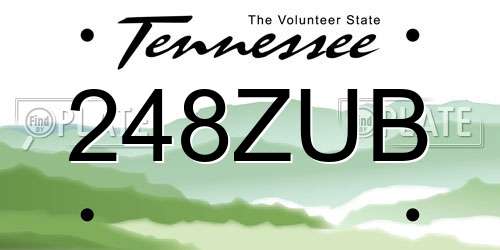 248ZUB Tennessee License Plate