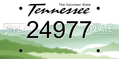 24977 Tennessee License Plate