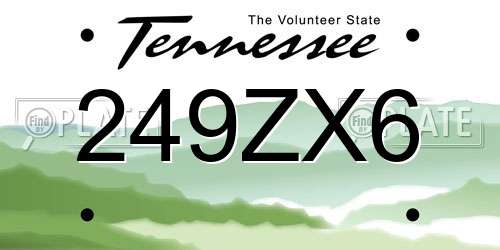 249ZX6 Tennessee License Plate