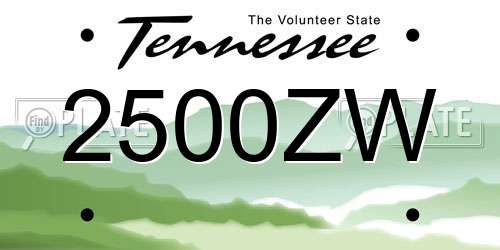 2500ZW Tennessee License Plate