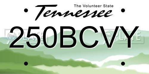 250BCVY Tennessee License Plate