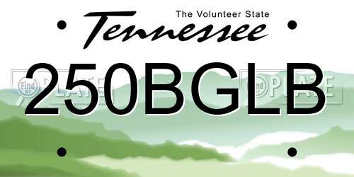 250BGLB Tennessee License Plate
