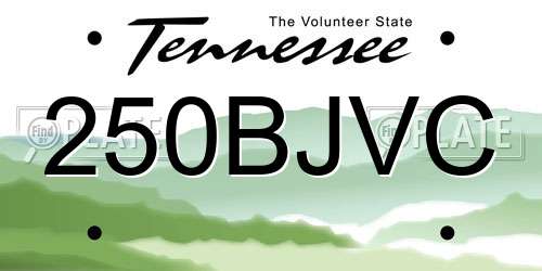 250BJVC Tennessee License Plate