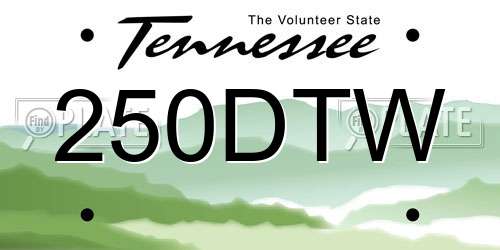 250DTW Tennessee License Plate