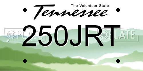 250JRT Tennessee License Plate