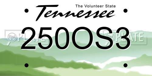 250OS3 Tennessee License Plate