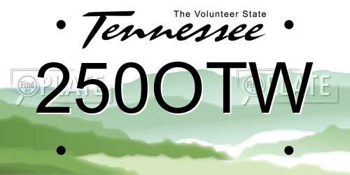 250OTW Tennessee License Plate