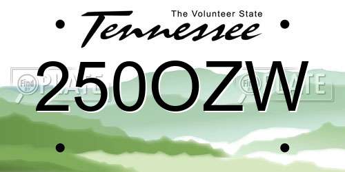 250OZW Tennessee License Plate