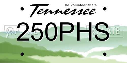250PHS Tennessee License Plate