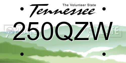 250QZW Tennessee License Plate