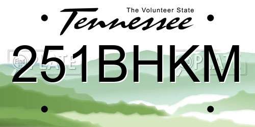 251BHKM Tennessee License Plate