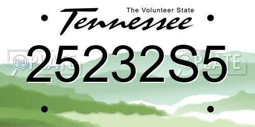 25232S5 Tennessee License Plate