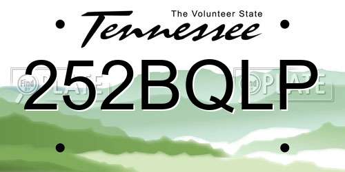 252BQLP Tennessee License Plate