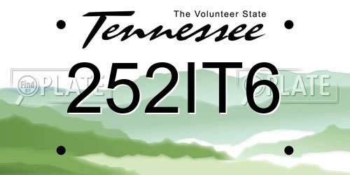 252IT6 Tennessee License Plate