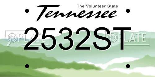 2532ST Tennessee License Plate