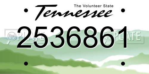 2536861 Tennessee License Plate