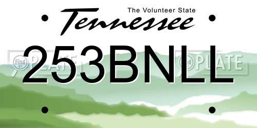 253BNLL Tennessee License Plate