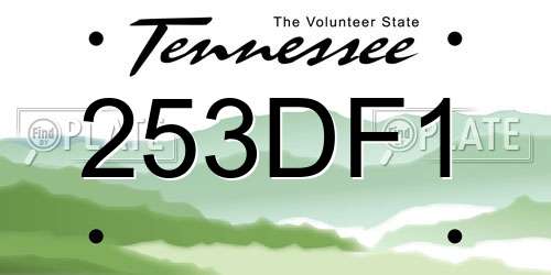 253DF1 Tennessee License Plate