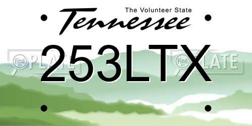 253LTX Tennessee License Plate
