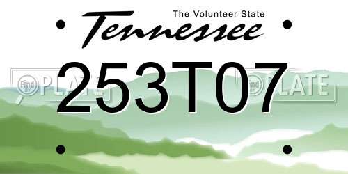 253T07 Tennessee License Plate