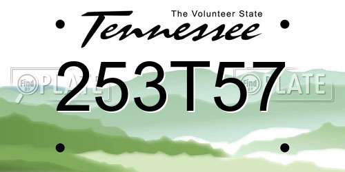 253T57 Tennessee License Plate