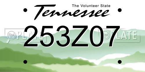 253Z07 Tennessee License Plate