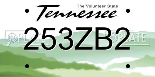 253ZB2 Tennessee License Plate