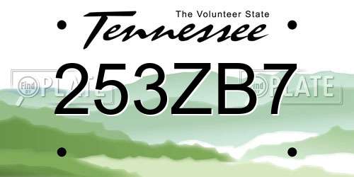 253ZB7 Tennessee License Plate