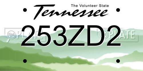 253ZD2 Tennessee License Plate