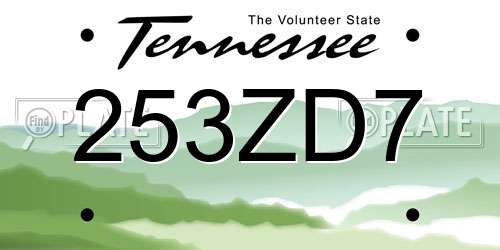 253ZD7 Tennessee License Plate