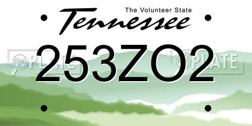 253ZO2 Tennessee License Plate