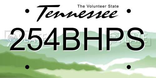 254BHPS Tennessee License Plate