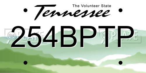 254BPTP Tennessee License Plate