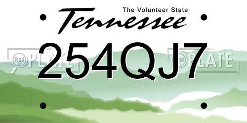 254QJ7 Tennessee License Plate