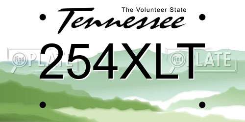 254XLT Tennessee License Plate