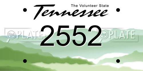 2552 Tennessee License Plate
