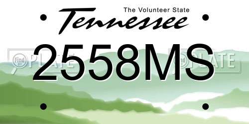 2558MS Tennessee License Plate
