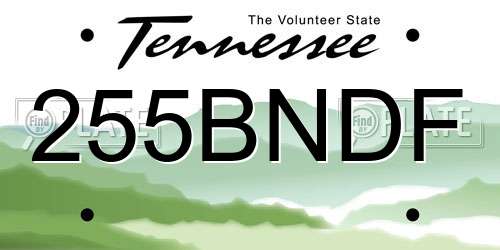 255BNDF Tennessee License Plate