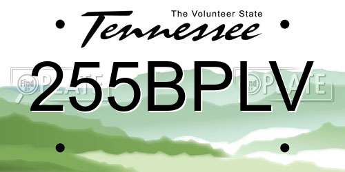 255BPLV Tennessee License Plate
