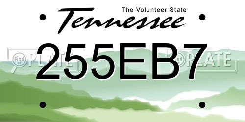 255EB7 Tennessee License Plate