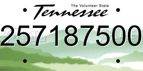 257187500 Tennessee License Plate