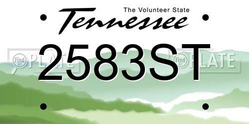 2583ST Tennessee License Plate