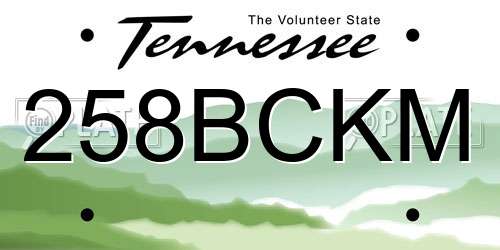 258BCKM Tennessee License Plate