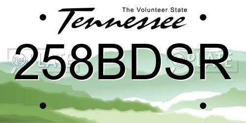 258BDSR Tennessee License Plate